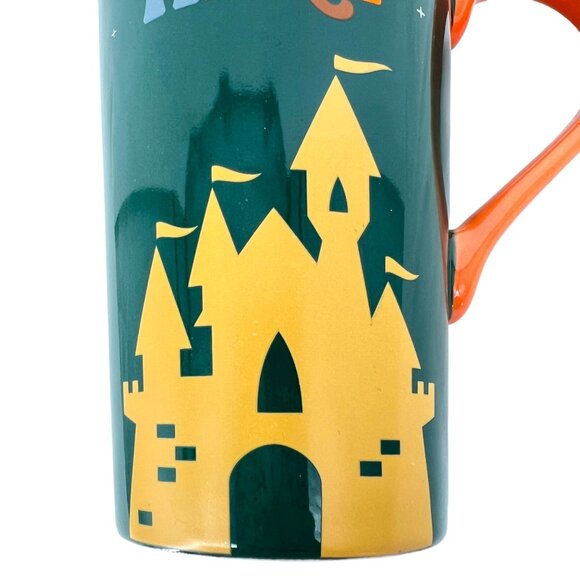 Disney Fantasyland Castle Ceramic Mug "Happy To Be Here" Green Orange NWT - Picture 3 of 8